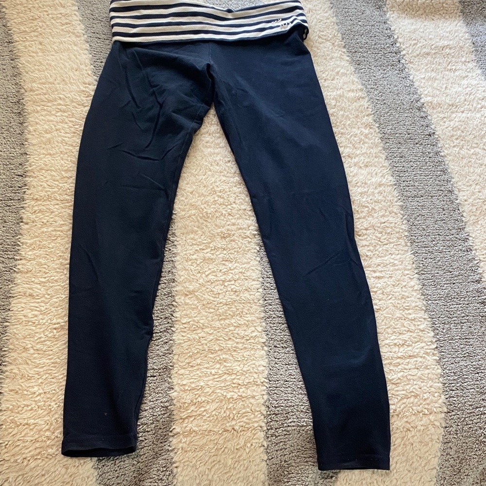 Abercrombie & Fitch Navy Blue Leggings with Striped Waistband
